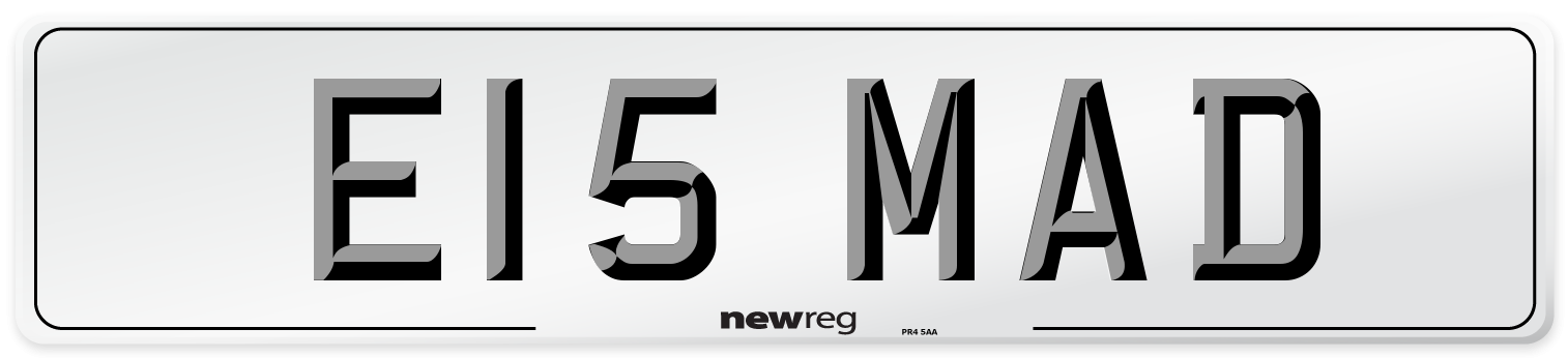 E15 MAD Number Plate from New Reg